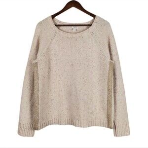 J. CREW FACTORY Lambswool Speckled Raglan Crewneck Sweater Size L Neutral